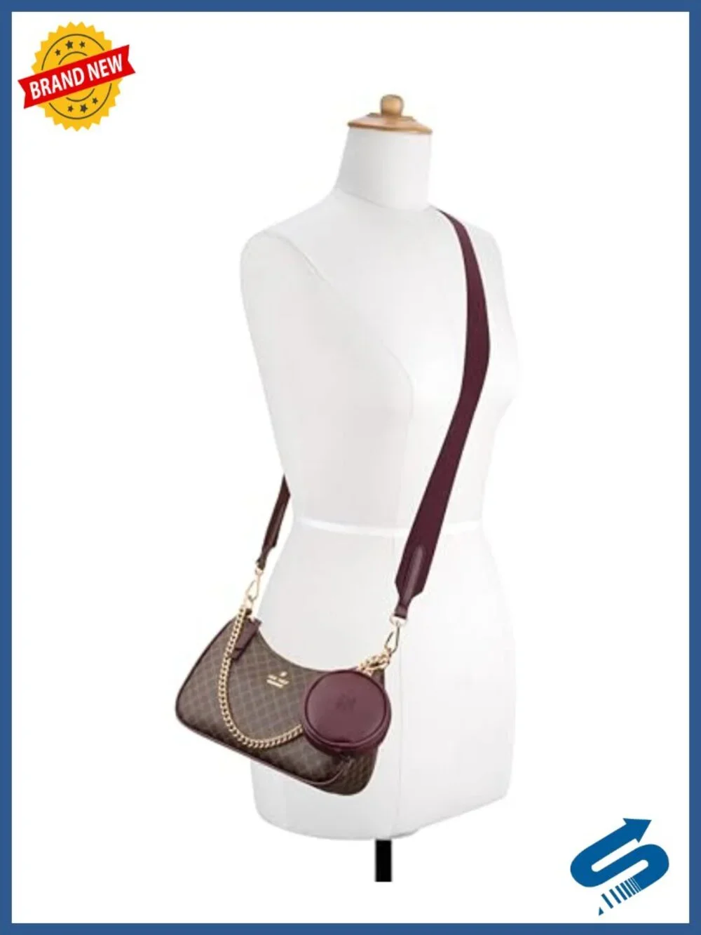 Nine West Luela Convertible Crossbody Shoulder Bag with Removable Pouch Faux